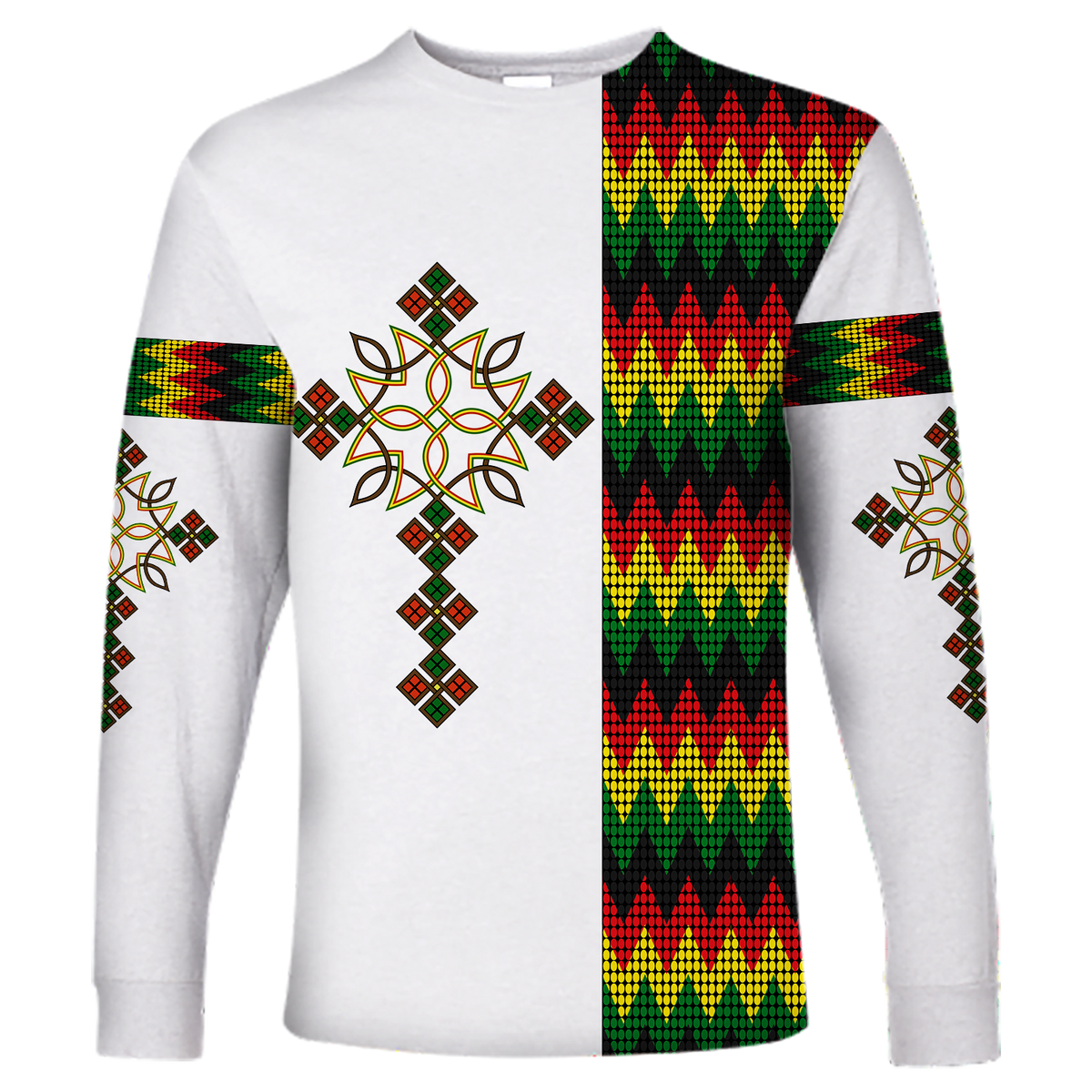 Ethiopian Art Cross Long Sleeve Shirt LT12 - Wonder Print Shop