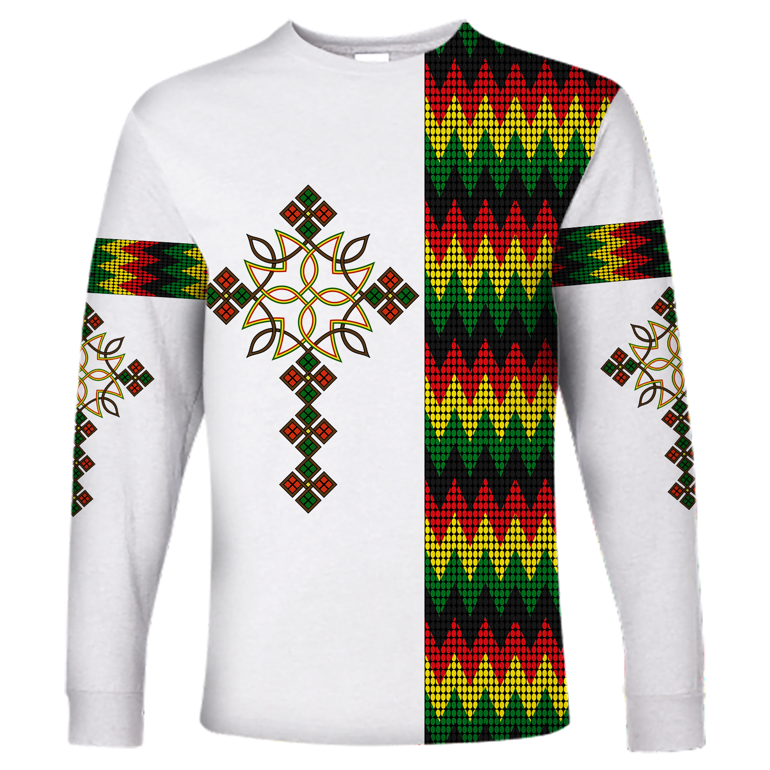 Ethiopian Art Cross Long Sleeve Shirt LT12 - Wonder Print Shop