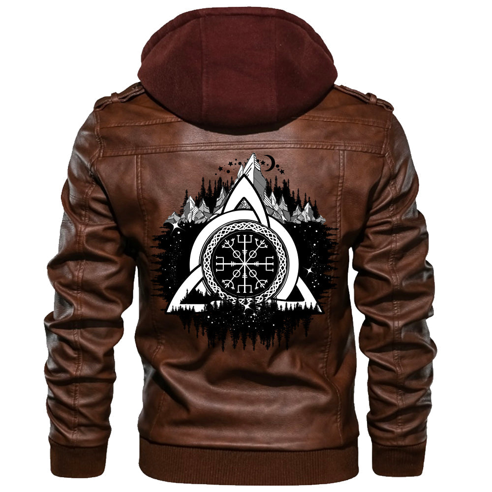 Viking Valknut Zipper Leather Jacket 1 RLT12 - Wonder Print Shop