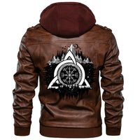 Viking Valknut Zipper Leather Jacket 1 RLT12 - Wonder Print Shop