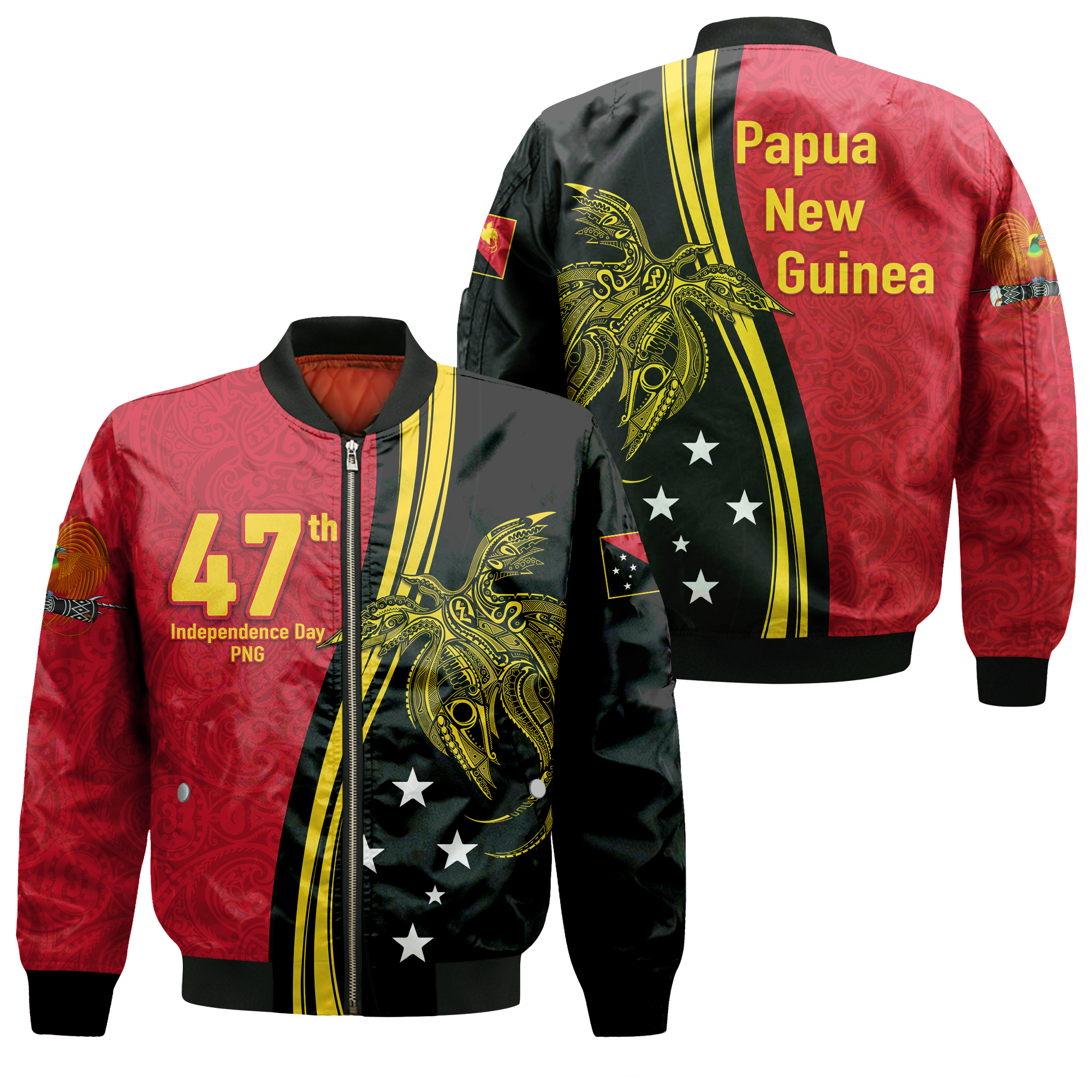Papua New Guinea Independence Anniversary Polynesian Tribal Bomber Jacket - LT12 - Wonder Print Shop