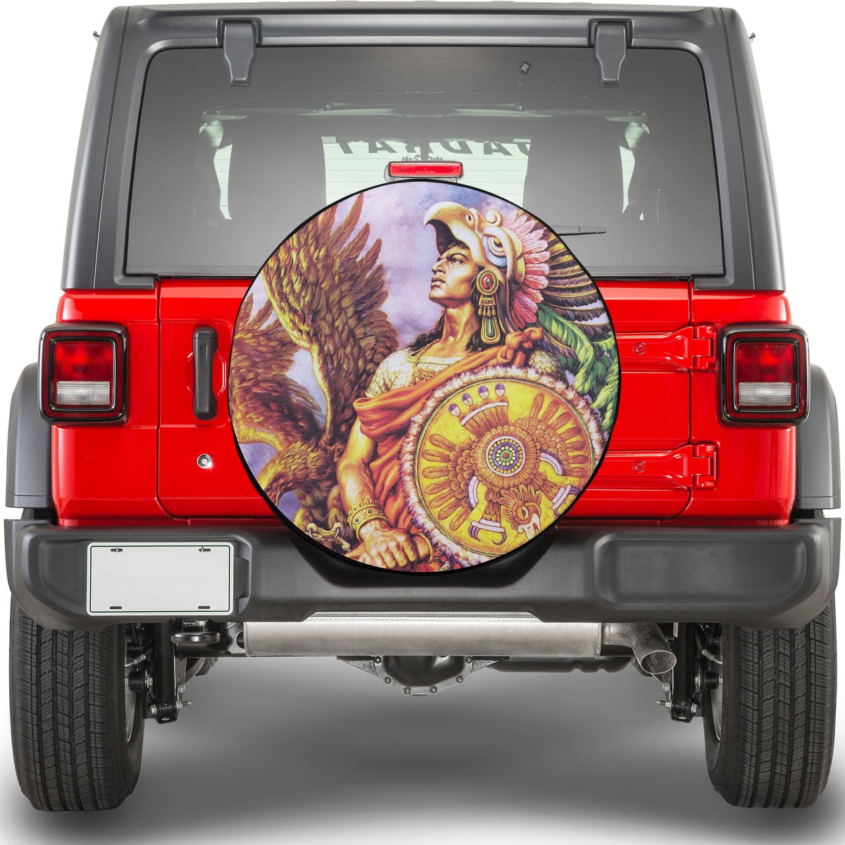 Mexico Spare Tire Cover - Ancient Aztec Warrior LT13 - Wonder Print Shop