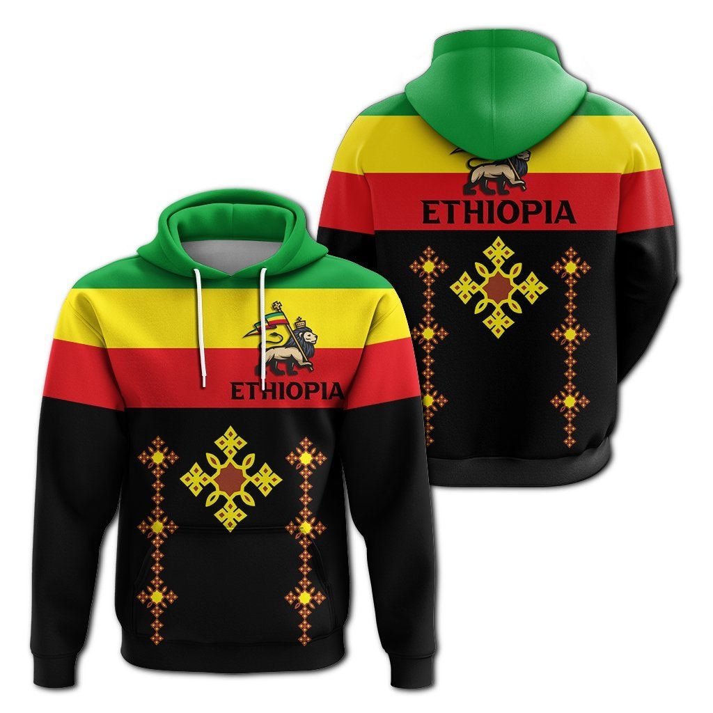 Ethiopia Cross With Flag Hoodie LT12 - Wonder Print Shop