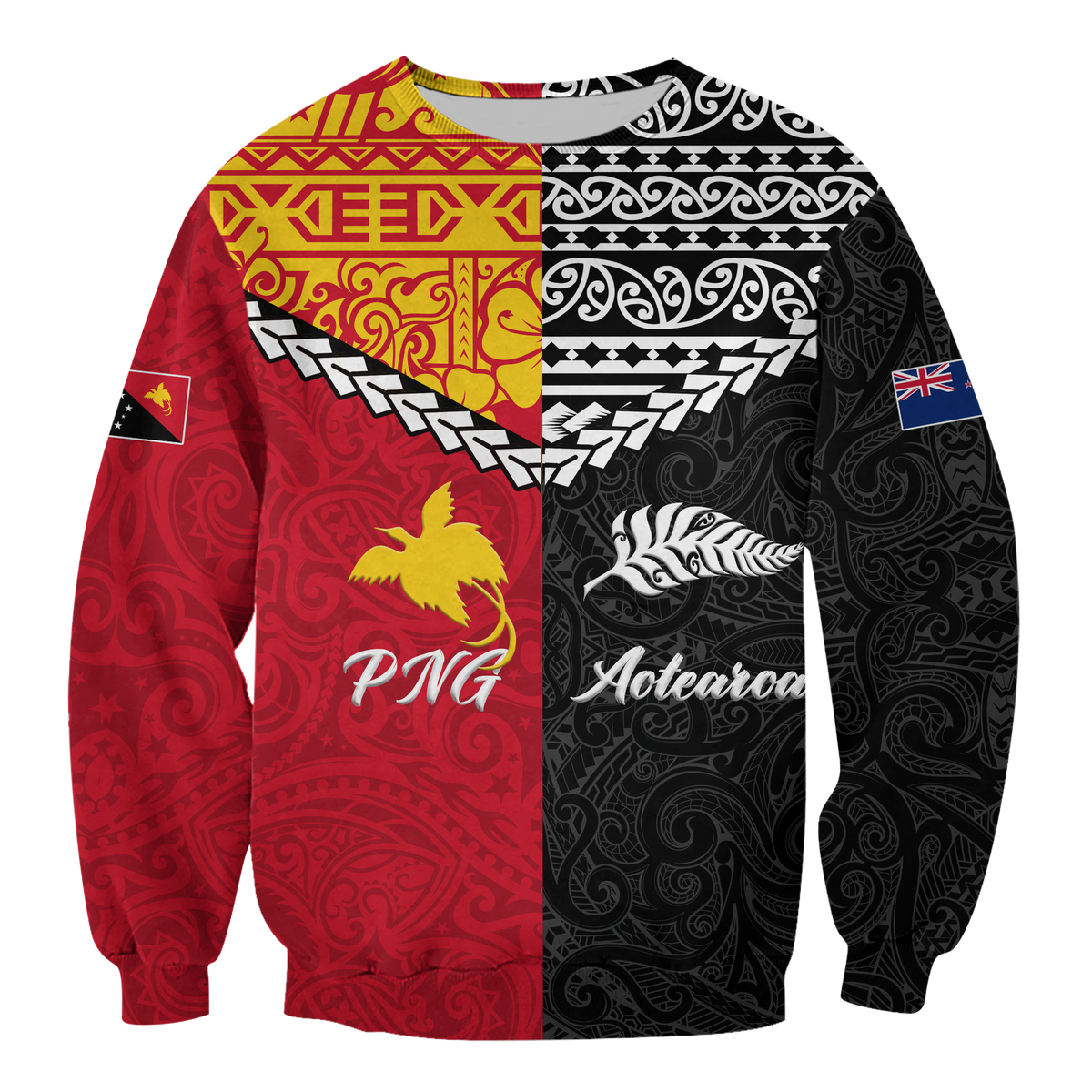 Papua New Guinea Combine New Zealand Maori Aotearoa Heritage Sweatshirt LT12 - Wonder Print Shop