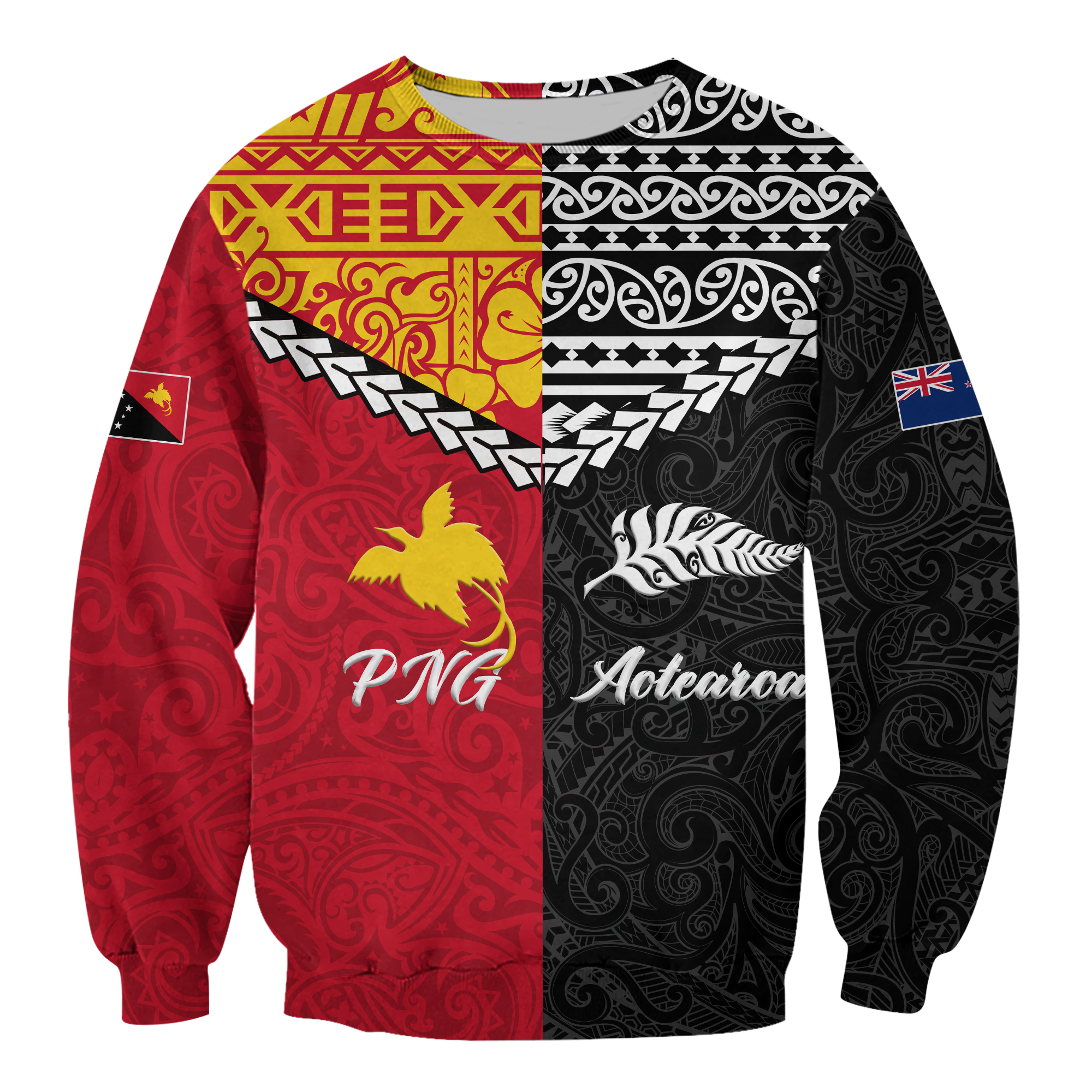 Papua New Guinea Combine New Zealand Maori Aotearoa Heritage Sweatshirt LT12 - Wonder Print Shop