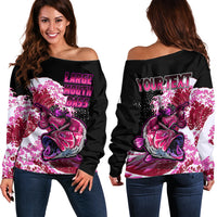 (Custom Personalised) Bass Fishing Pink Off Shoulder Sweater - Wonder Print Shop