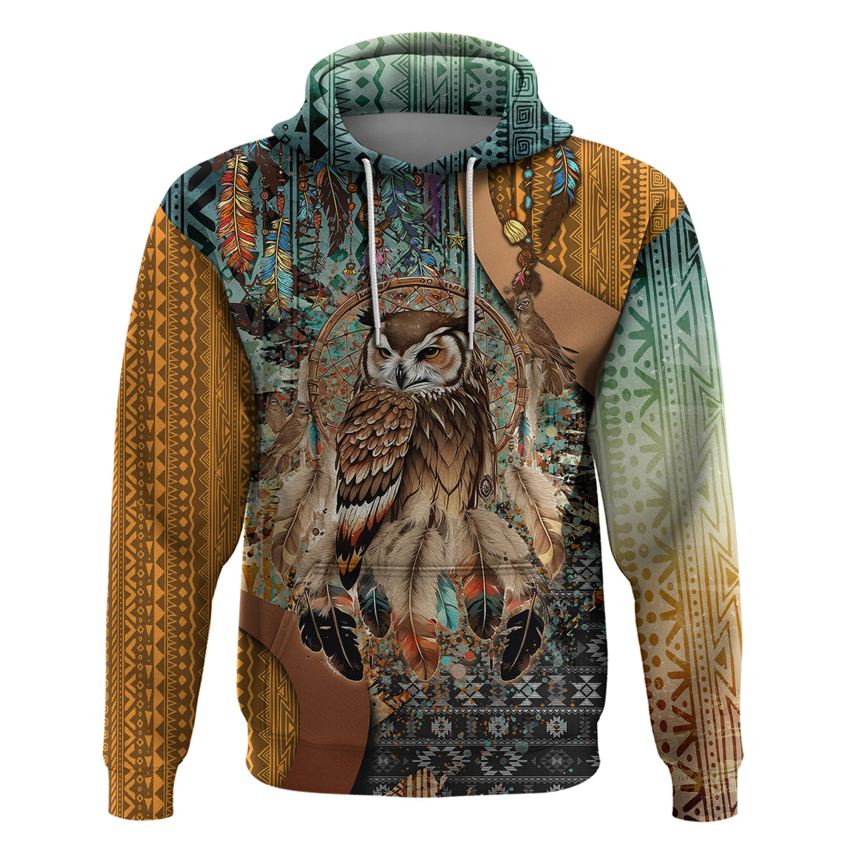 Native American Dreamcatcher Owl and Feathers Hoodie - Wonder Print Shop