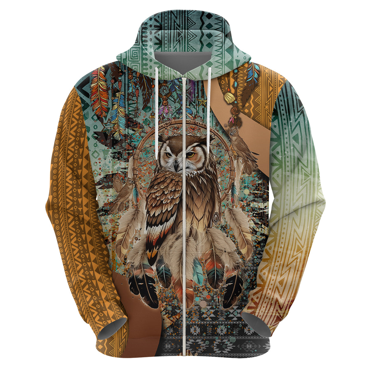 Native American Dreamcatcher Owl and Feathers Hoodie - Wonder Print Shop