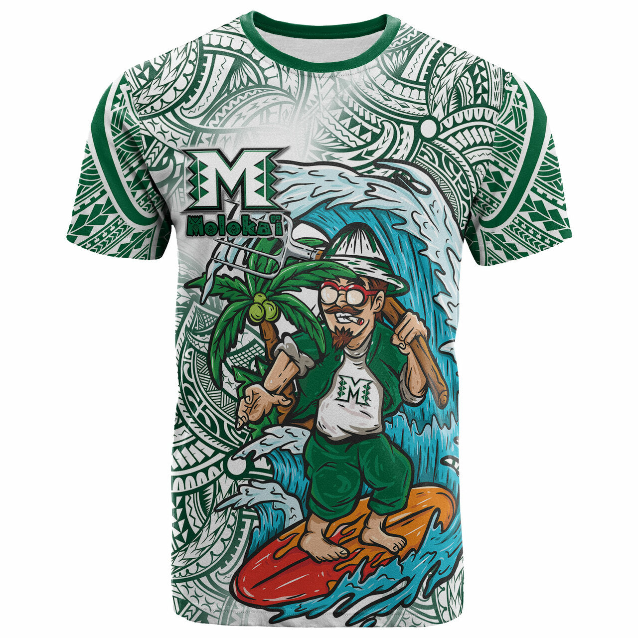 Custom Hawaii T Shirt Molokai High School Surfing Farmer With Polynesian Tribal Patterns LT10 - Wonder Print Shop