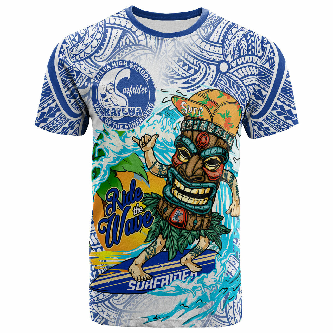 Custom Hawaii Polynesian T Shirt Kailua High School Tiki Tribal Surfriders Polynesian Culture LT10 - Wonder Print Shop