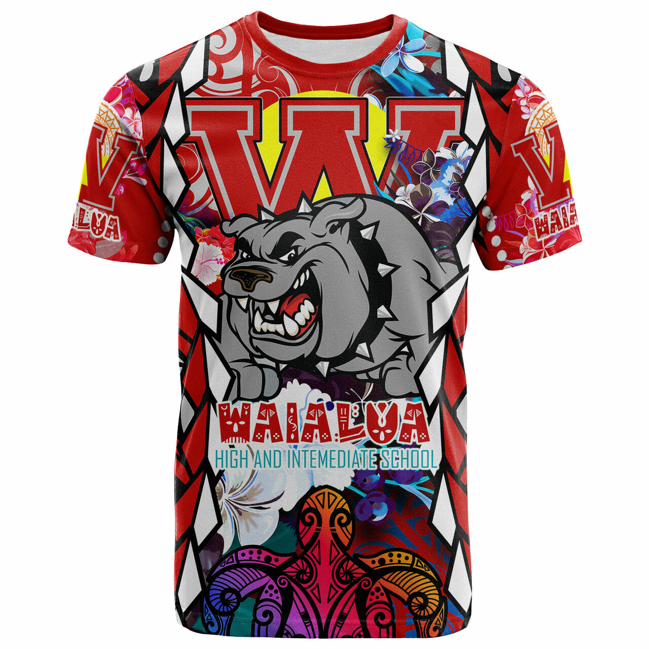 Custom Hawaii T Shirt Waialua High and intermediate School SuPer Bulldogs With Sea Turtle Tribal Patterns LT10 - Wonder Print Shop