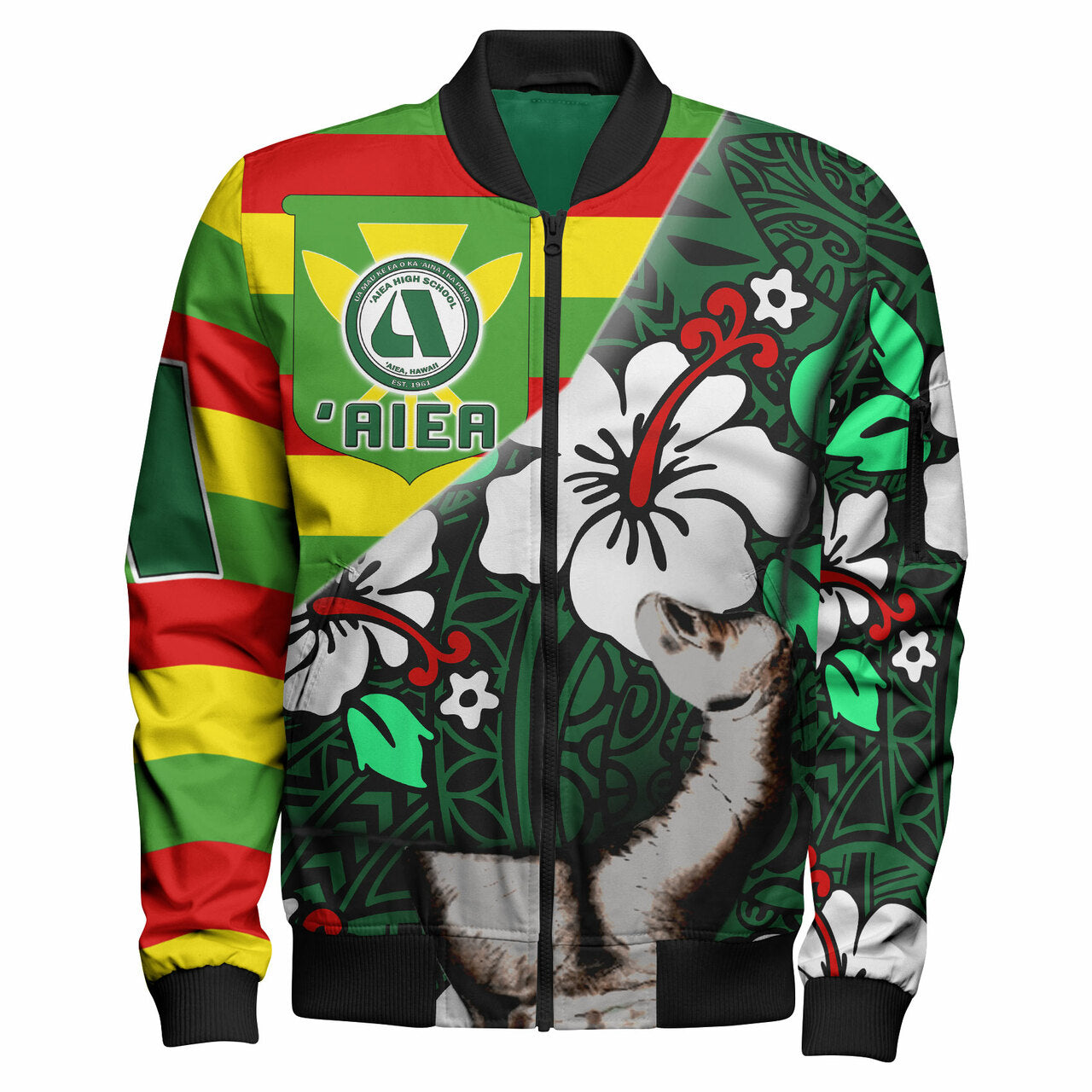 Hawaii Polynesian Patronage Bomber Jacket - 'Aiea High School Bloods in My Veins LT10 - Wonder Print Shop