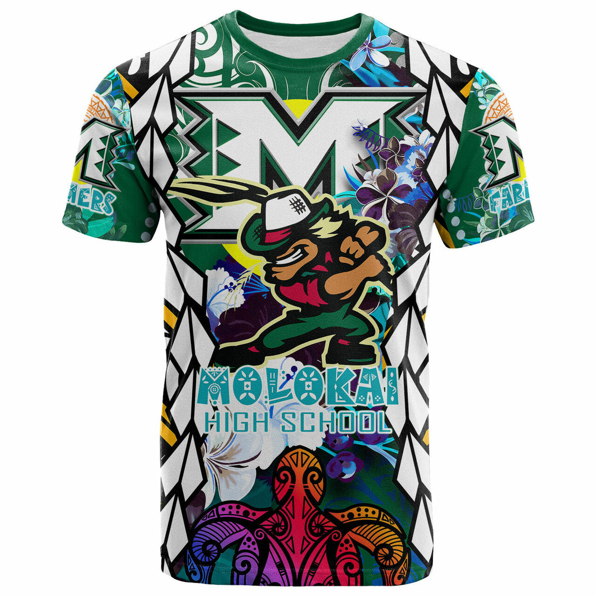 Custom Hawaii T Shirt Molokai High School SuPER Farmer With Polynesian Sea Turtle and Hibiscus Tribal Patterns LT10 - Wonder Print Shop