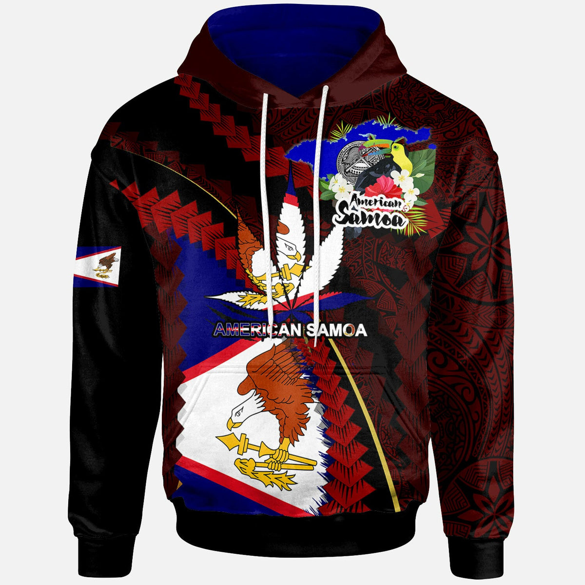 American Samoa Hoodie American Samoa Independence Day With State Flag And Marijuana Leaf Polynesian Style LT10 - Wonder Print Shop