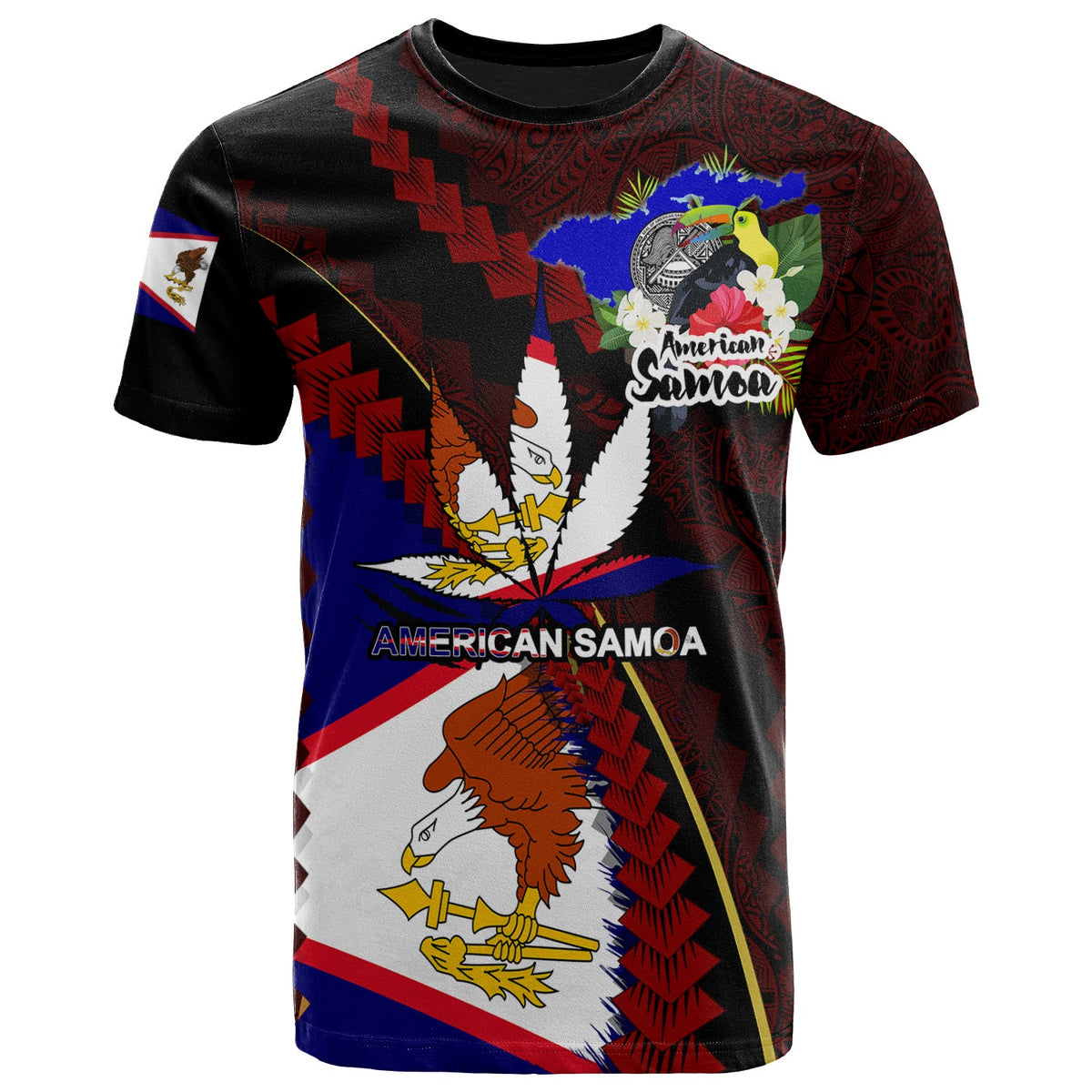 American Samoa T Shirt American Samoa Independence Day With State Flag And Marijuana Leaf Polynesian Style LT10 - Wonder Print Shop