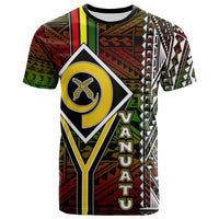 Vanuatu T Shirt Custom Vanuatu Independence Anniversary Flag Style Polynesian Patterns T Shirt LT10 - Wonder Print Shop
