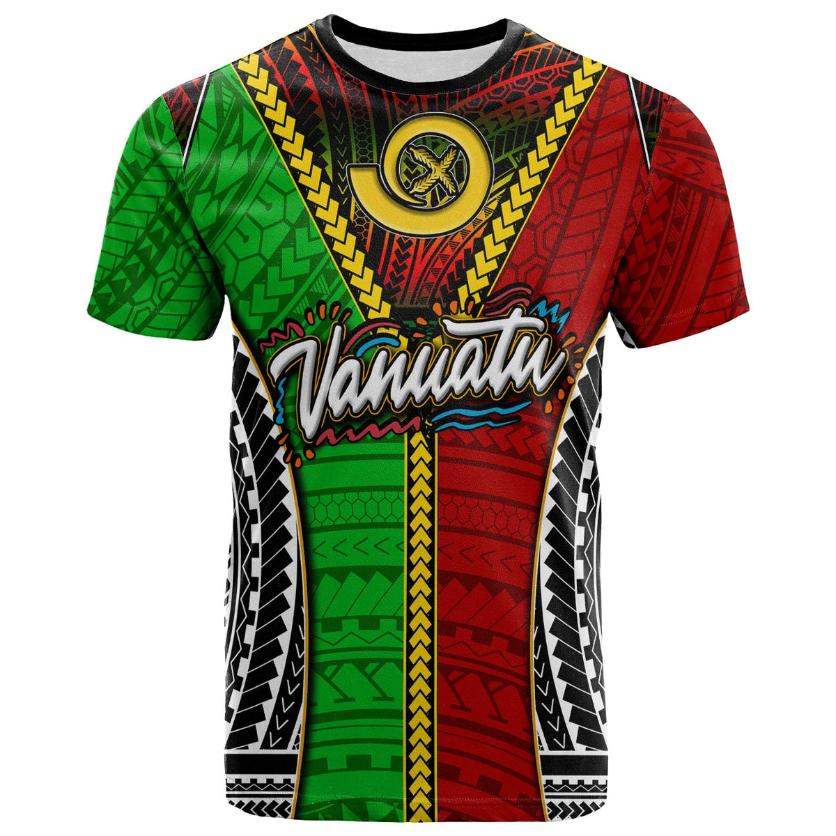 Vanuatu T Shirt Custom Vanuatu Independence Anniversary With Polynesian Patterns T Shirt LT10 - Wonder Print Shop