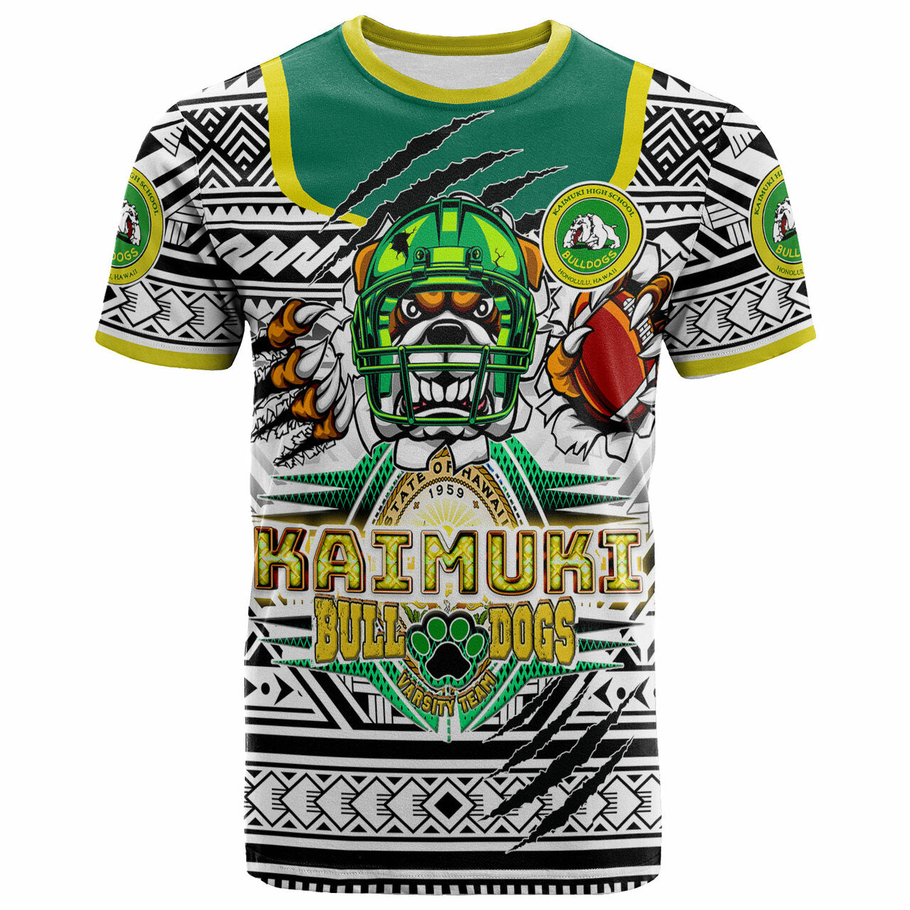 Hawaii Kaimuki High School Custom Polynesian T Shirt Kaimuki High School Honolulu, HI Varsity Football Tribal Patterns LT10 - Wonder Print Shop
