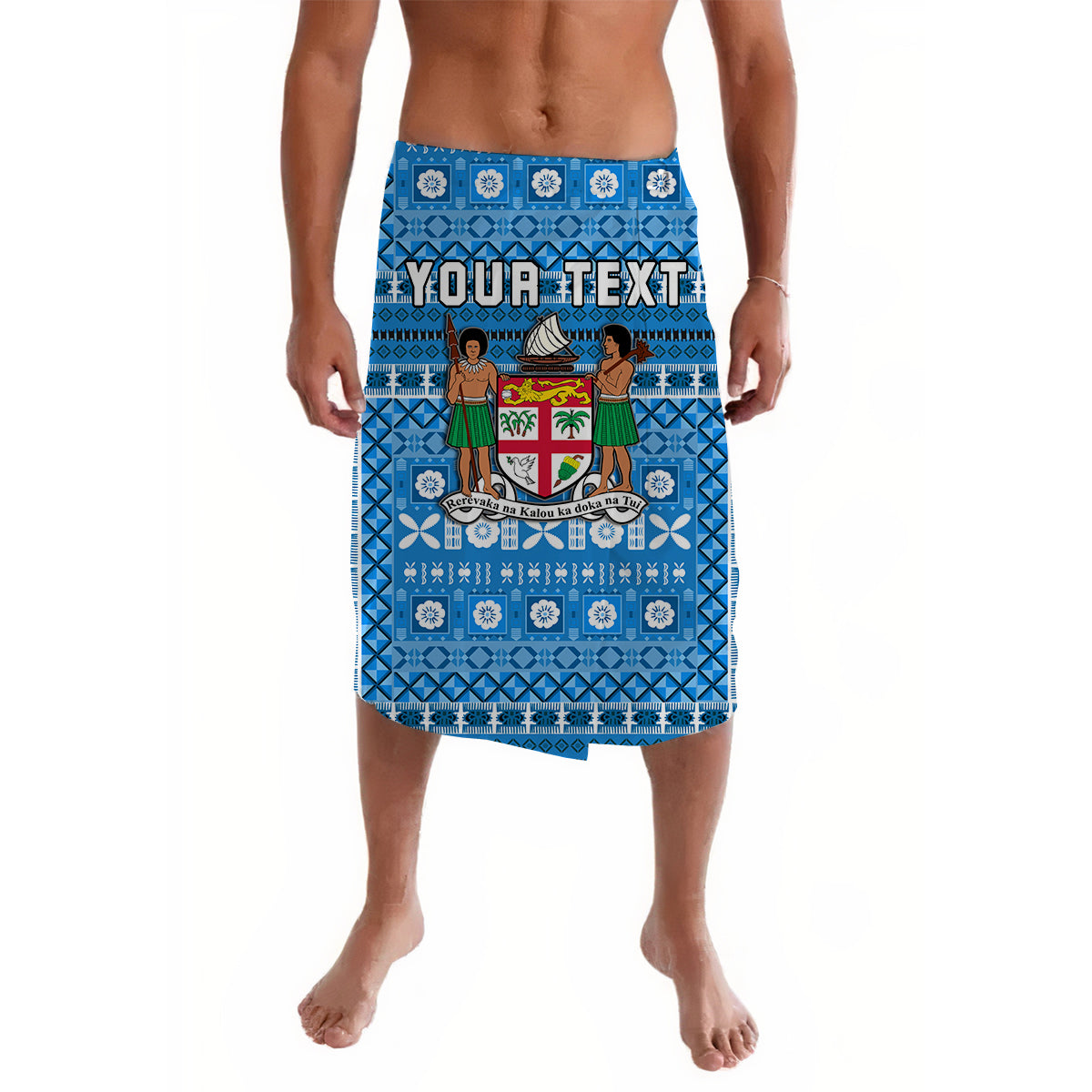 Custom Personalised Fiji Lavalava Blue Tapa Pattern Ver.01 LT13 - Wonder Print Shop