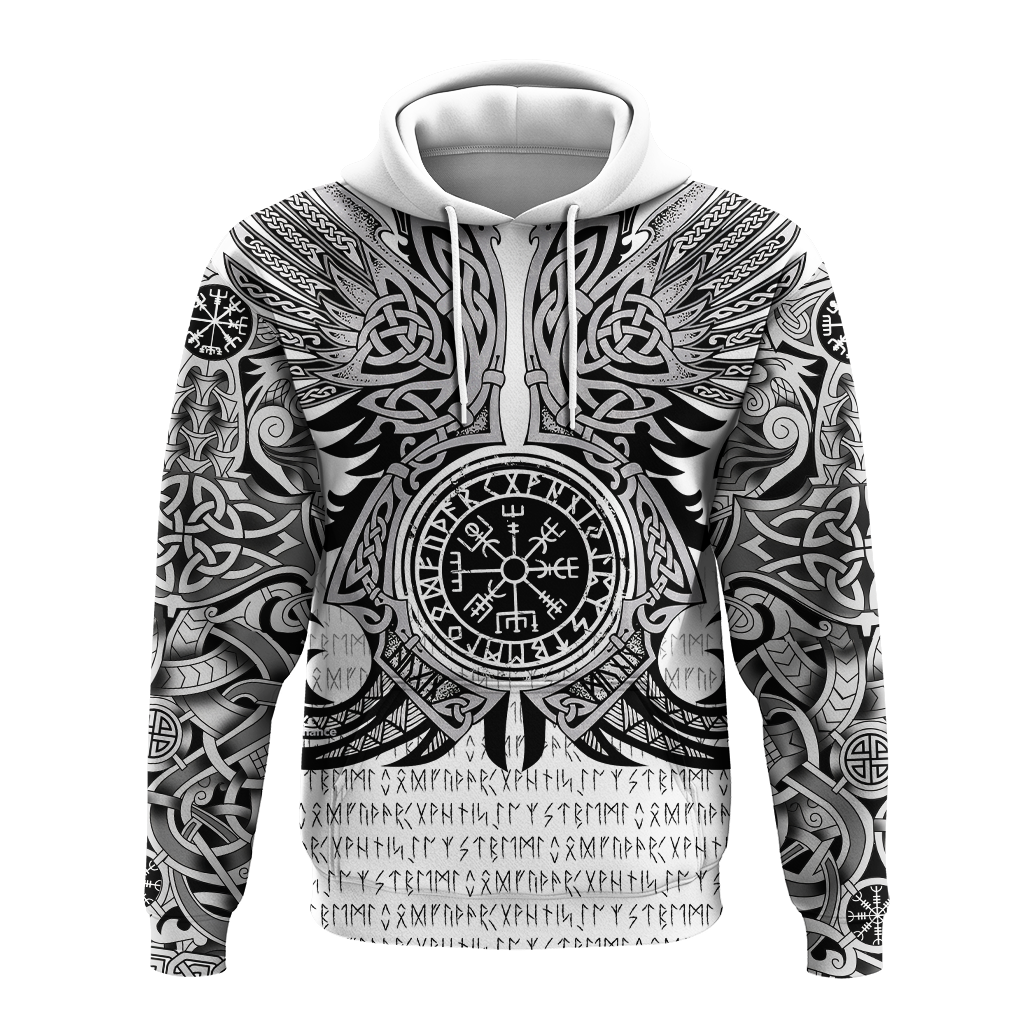 Viking Vegvisir Odin With Huginn And Muninn Hoodie - LT2 - Wonder Print Shop