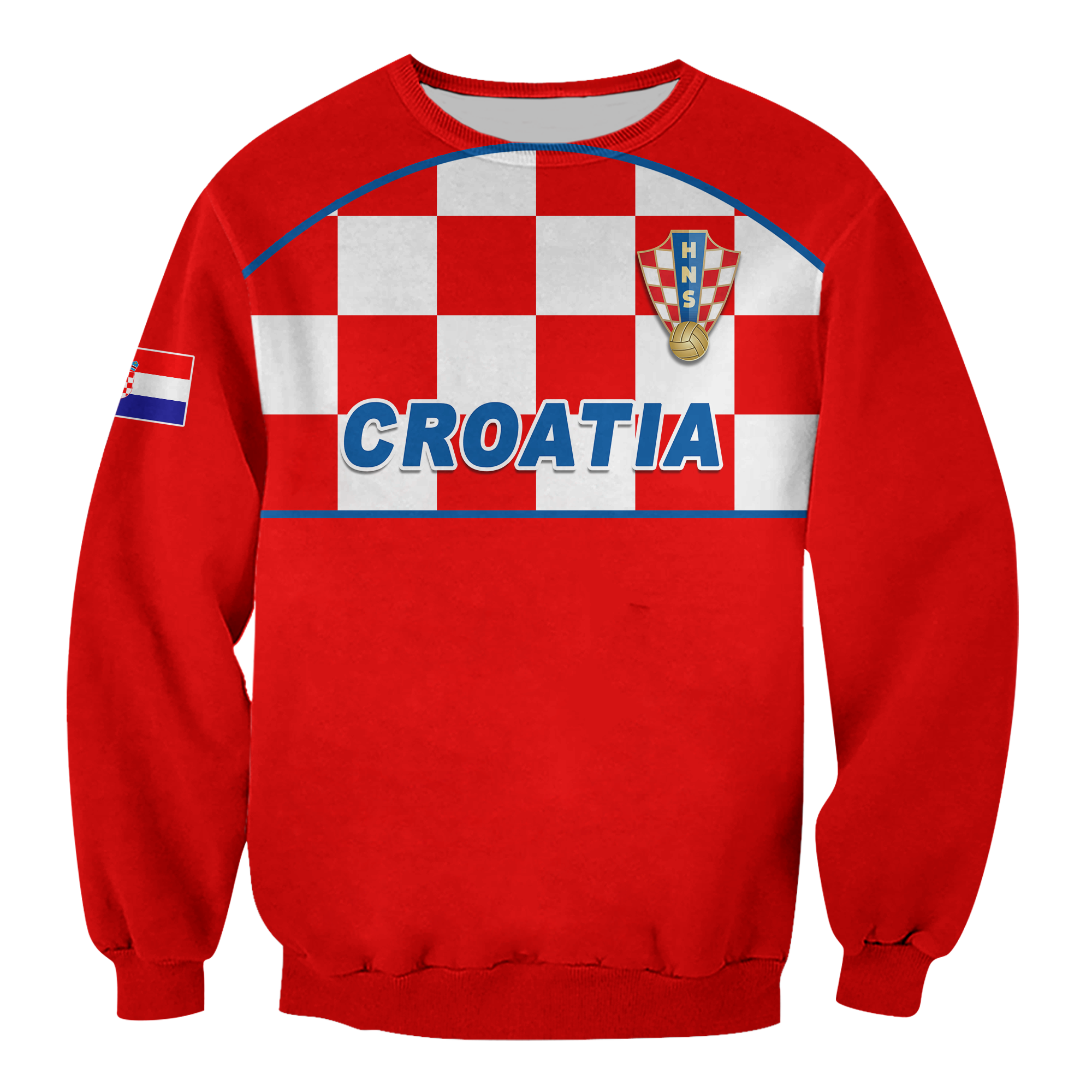 (Custom Personalised) Croatia Football 2022 Checkerboard Sweatshirt - LT12 - Wonder Print Shop