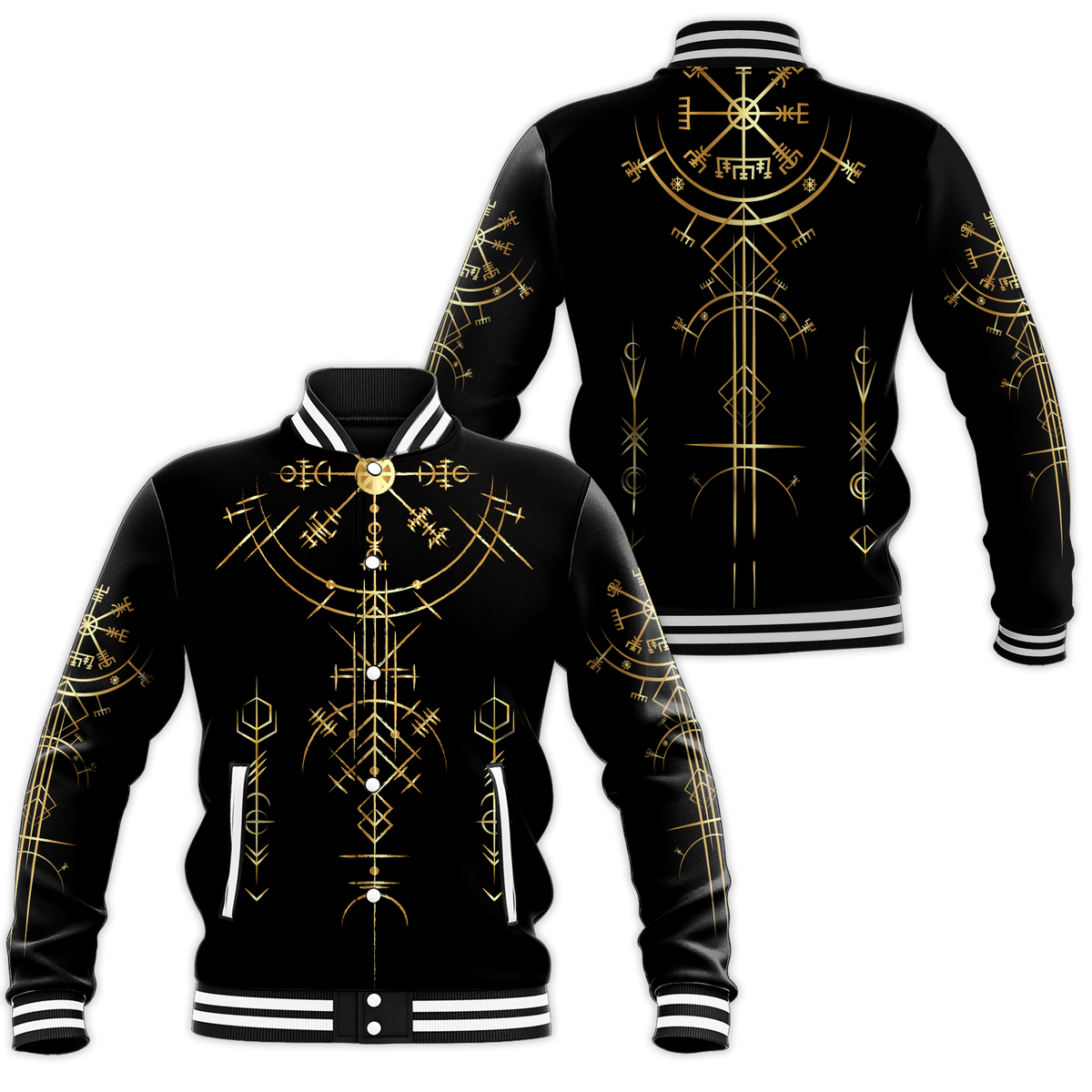 Viking Helm of Awe Gold Art Baseball Jacket LT12 - Wonder Print Shop
