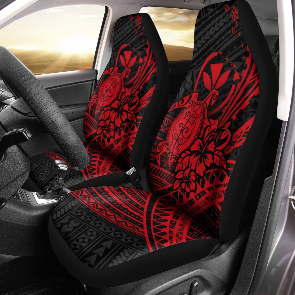 Hawaii Turtle With Hibiscus Tribal Red Car Seat Covers LT12 - Wonder Print Shop