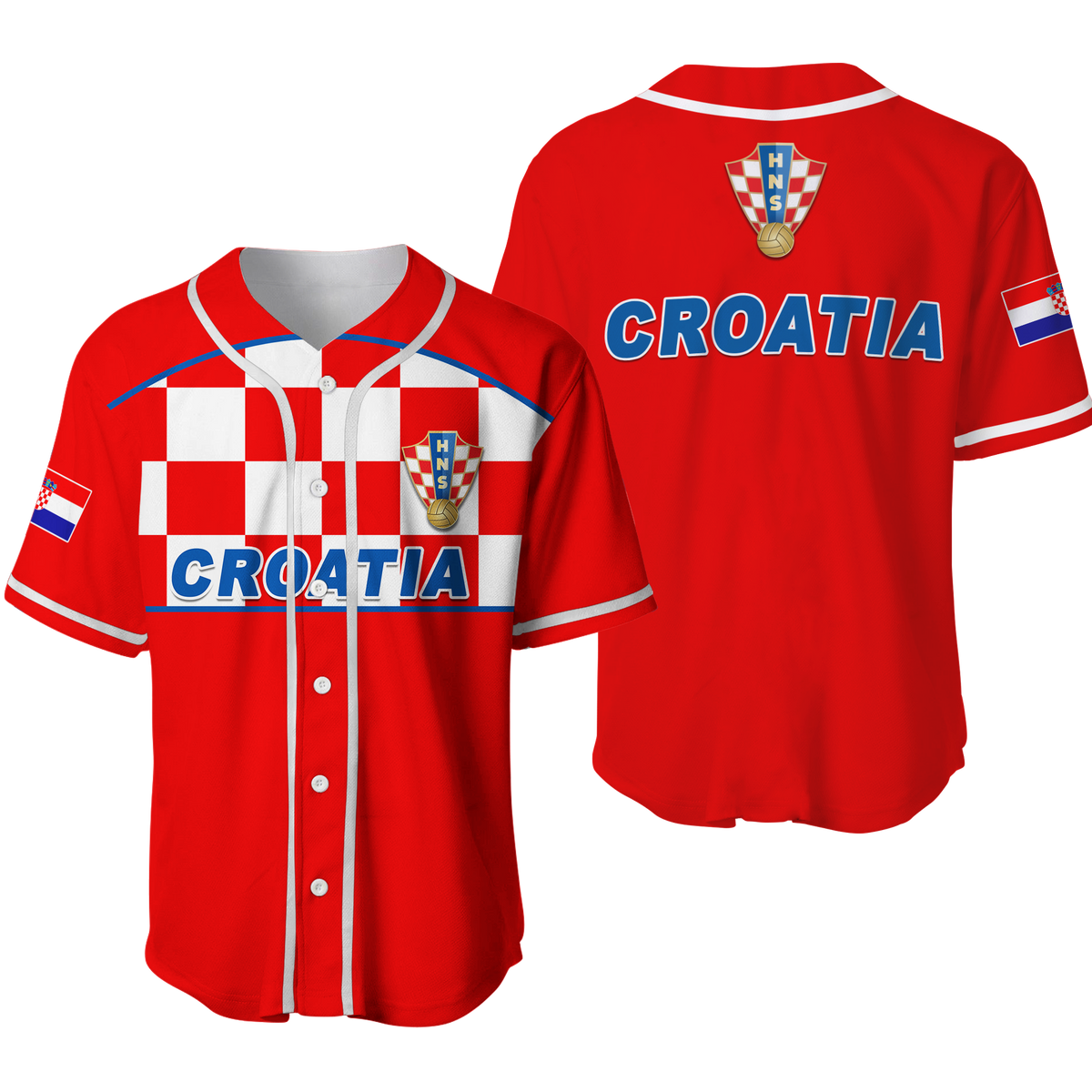 Croatia Football 2022 Checkerboard Baseball Jersey - LT12 - Wonder Print Shop