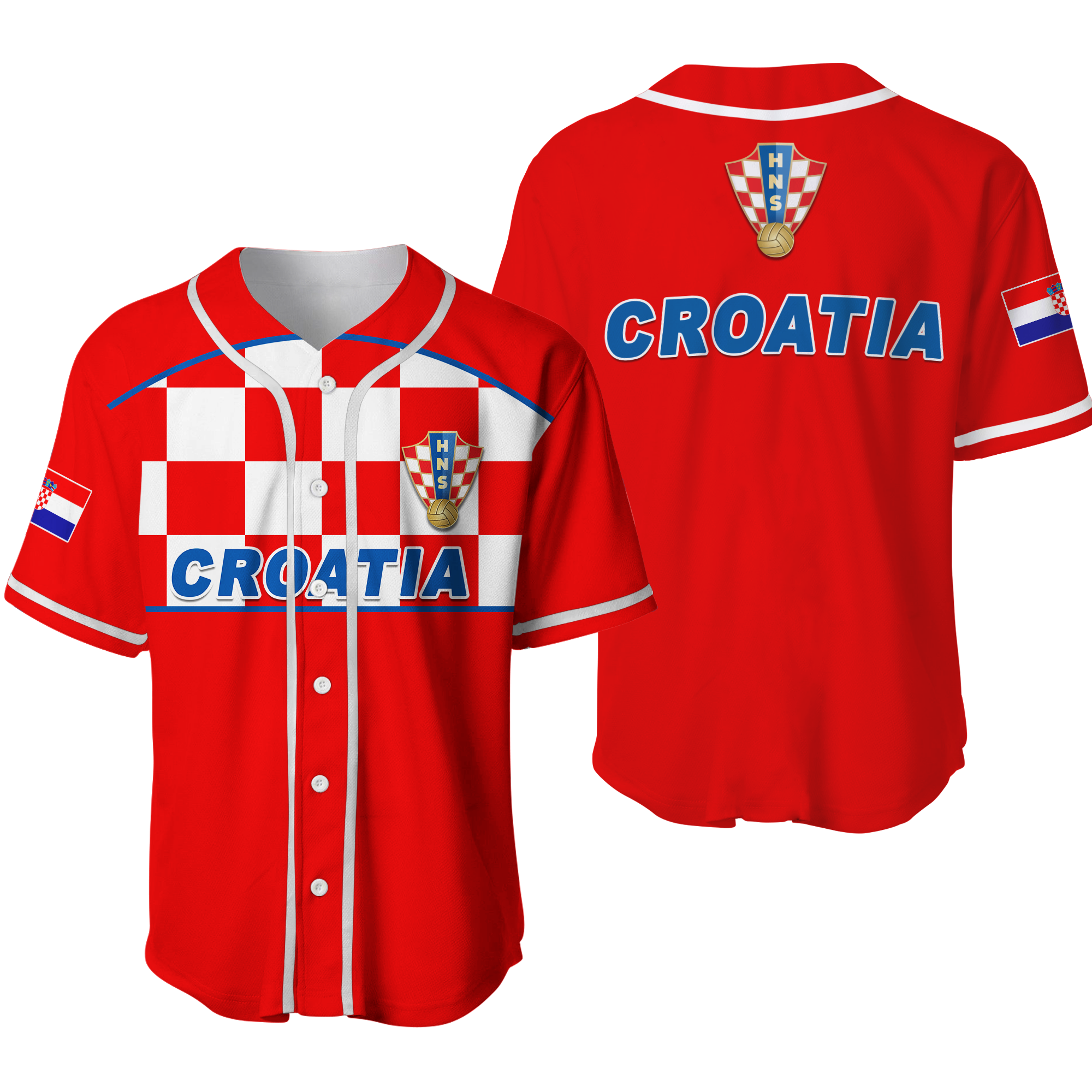 Croatia Football 2022 Checkerboard Baseball Jersey - LT12 - Wonder Print Shop