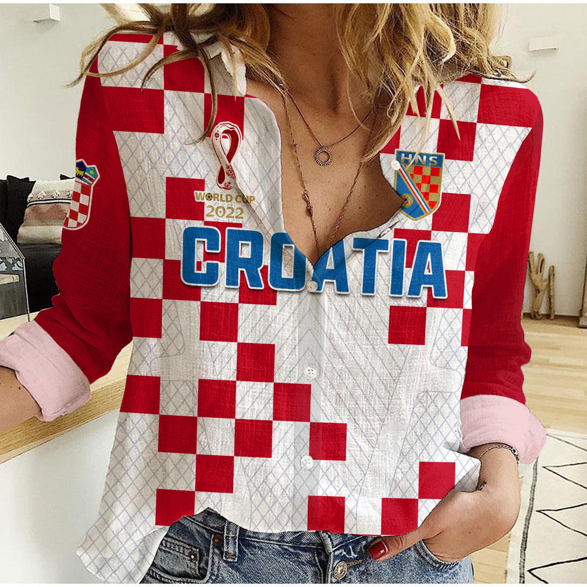 (Custom Text and Number) Croatia Football Women Casual Shirt Vatreni Hrvatska Champions 2022 World Cup LT13 - Wonder Print Shop