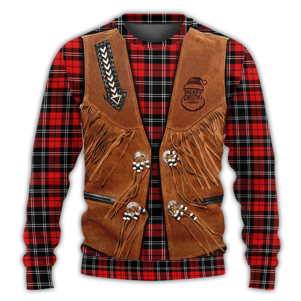 Santa Cowboy Christmas Vintage Style Ugly Christmas Sweater - Wonder Print Shop