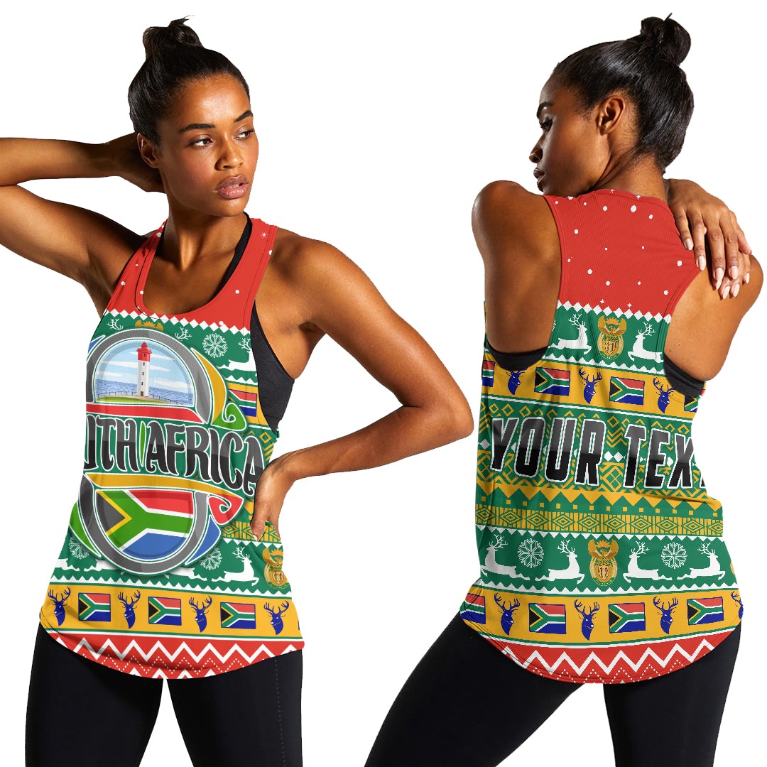 (Custom Personalised) South Africa Christmas Women Racerback Tank African Springbok LT13 - Wonder Print Shop