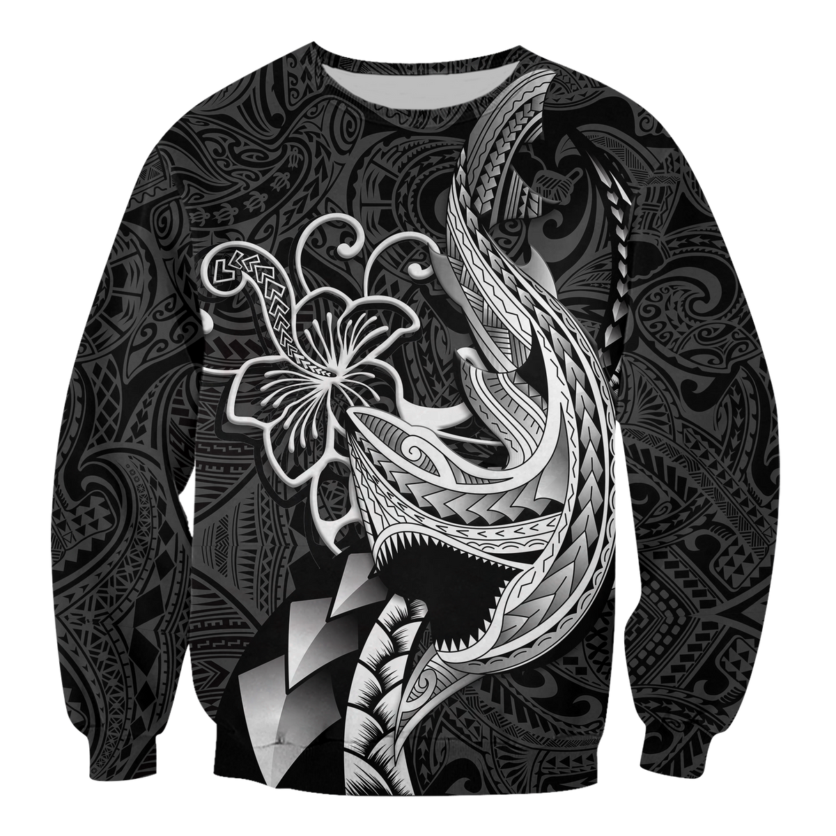 Polynesian Shark Tattoo Hawaii Tribal Sweatshirt LT12 - Wonder Print Shop