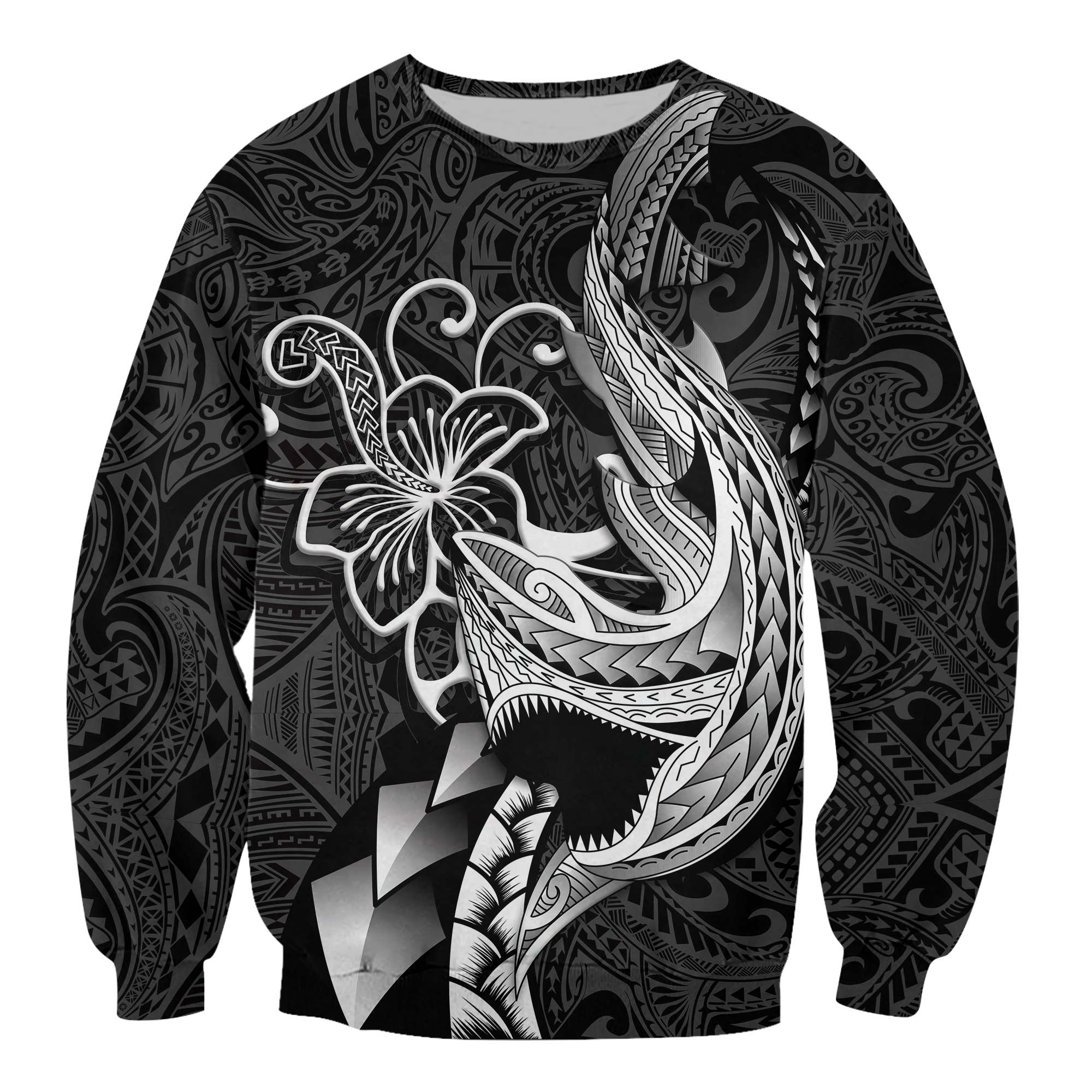 Polynesian Shark Tattoo Hawaii Tribal Sweatshirt LT12 - Wonder Print Shop