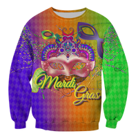 Mardi Gras Mask With Beads Sweatshirt - LT12 - Wonder Print Shop