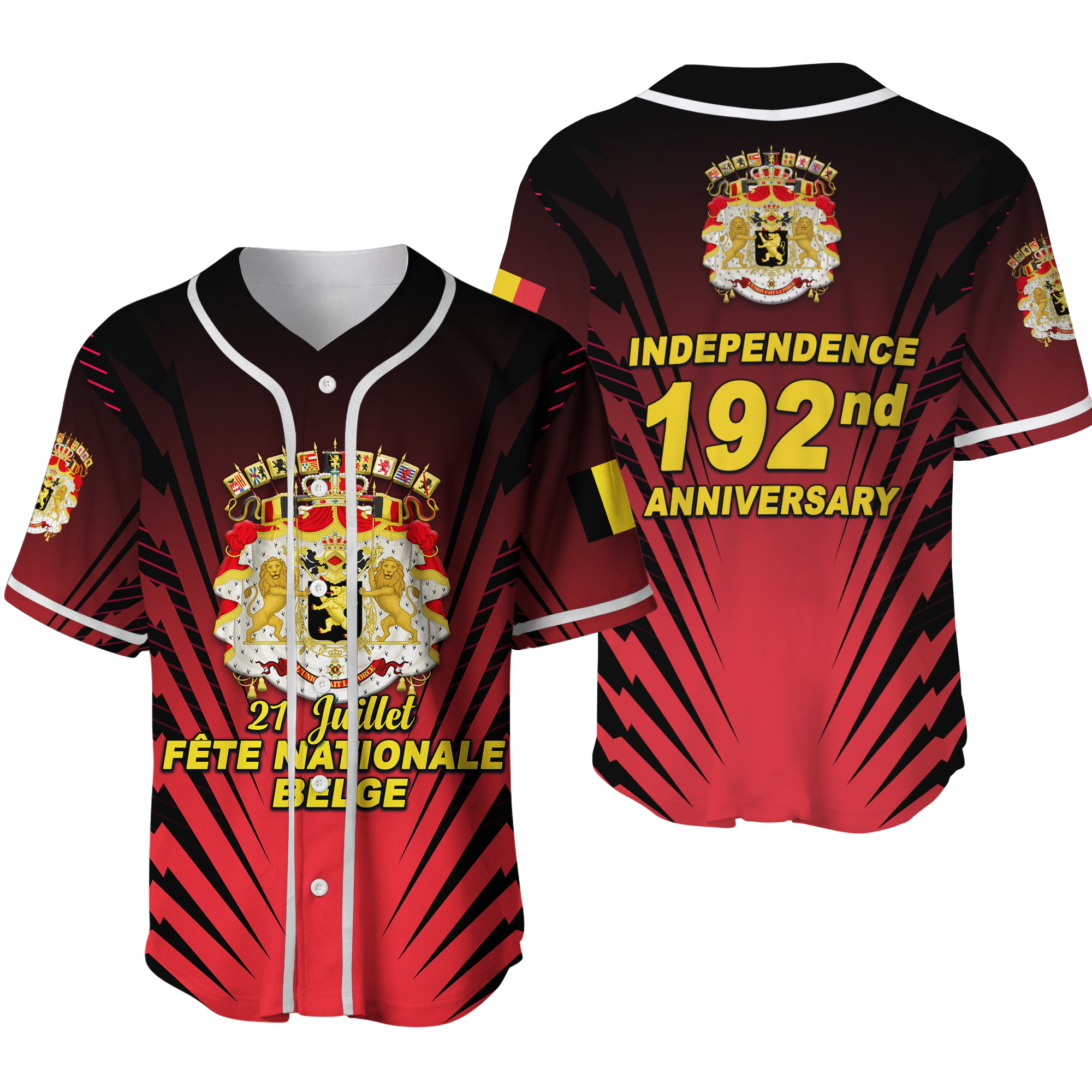 Belgium Independence Day Coat Of Arms Baseball Jersey LT12 - Wonder Print Shop