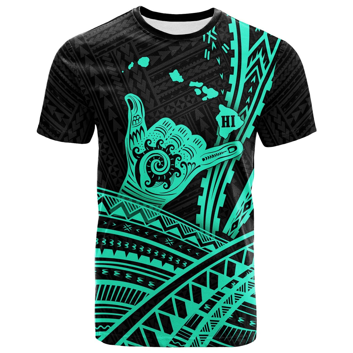 Hawaii Shaka Polynesian Tribal Turquoise T Shirt LT12 - Wonder Print Shop