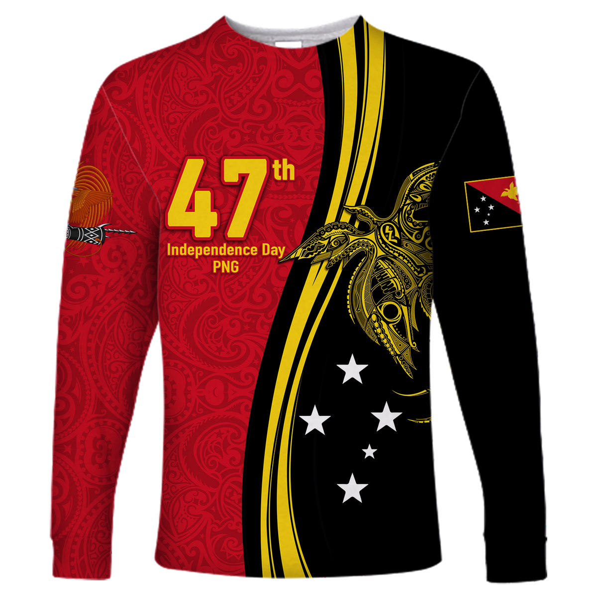 Papua New Guinea Independence Anniversary Polynesian Tribal Long Sleeve Shirt LT12 - Wonder Print Shop