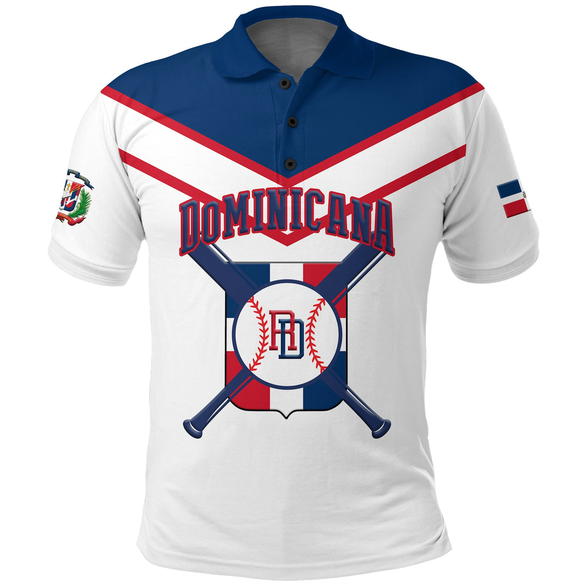 Custom Dominican Republic Baseball Pride Polo Shirt LT12 - Wonder Print Shop