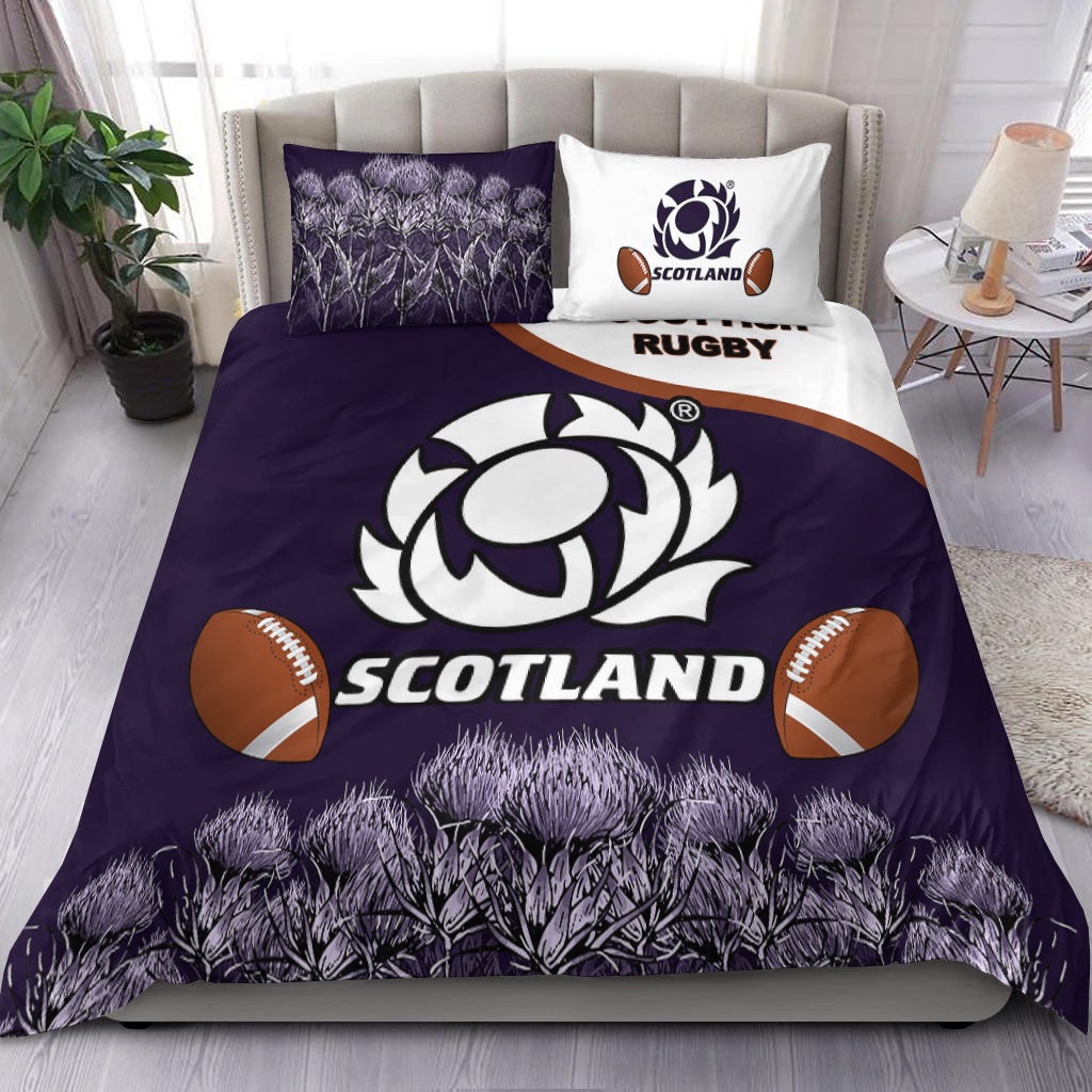 Scotland Rugby Union Bedding Set Thistle Flower Purple Original LT20 - Wonder Print Shop