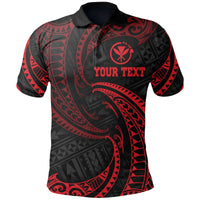 Custom Hawaii Polynesian Polo Shirt Red Tribal Wave - Wonder Print Shop