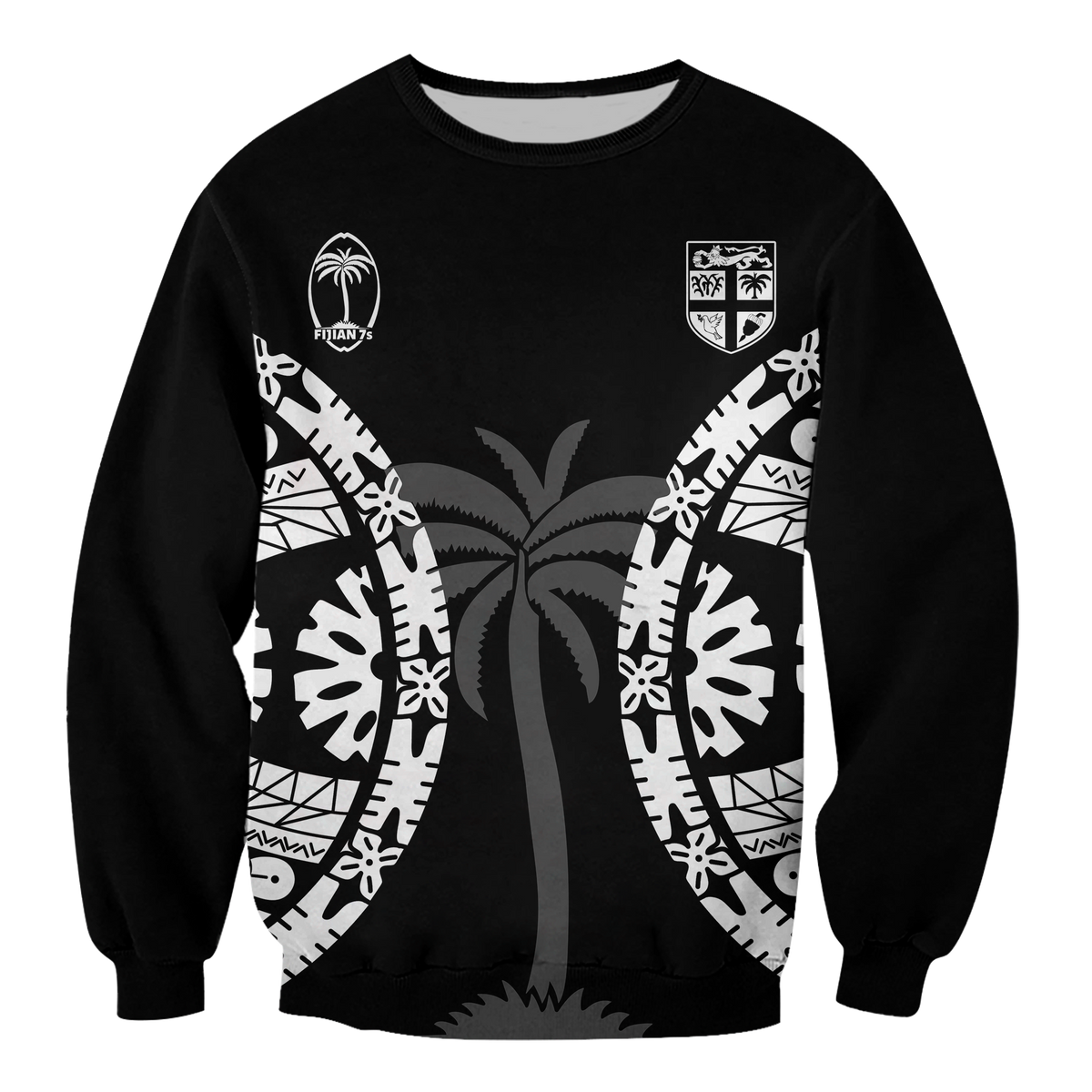 Custom Personalised Fiji Rugby Sevens Fijian Tapa Pattern Sweatshirt LT12 - Wonder Print Shop