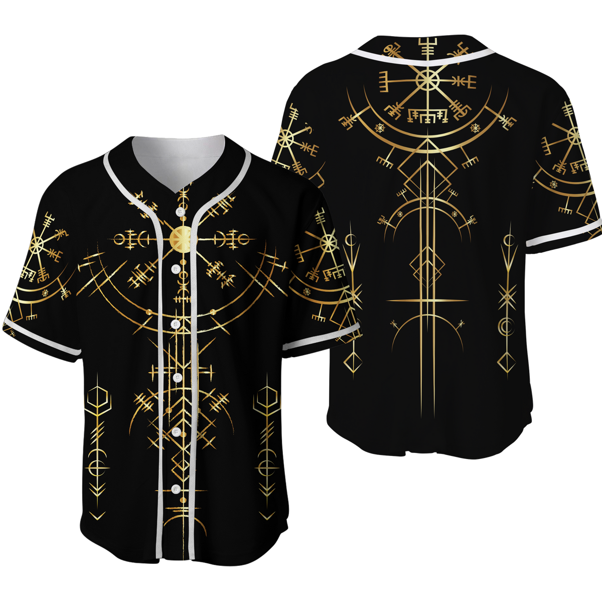 Viking Helm of Awe Gold Art Baseball Jersey LT12 - Wonder Print Shop