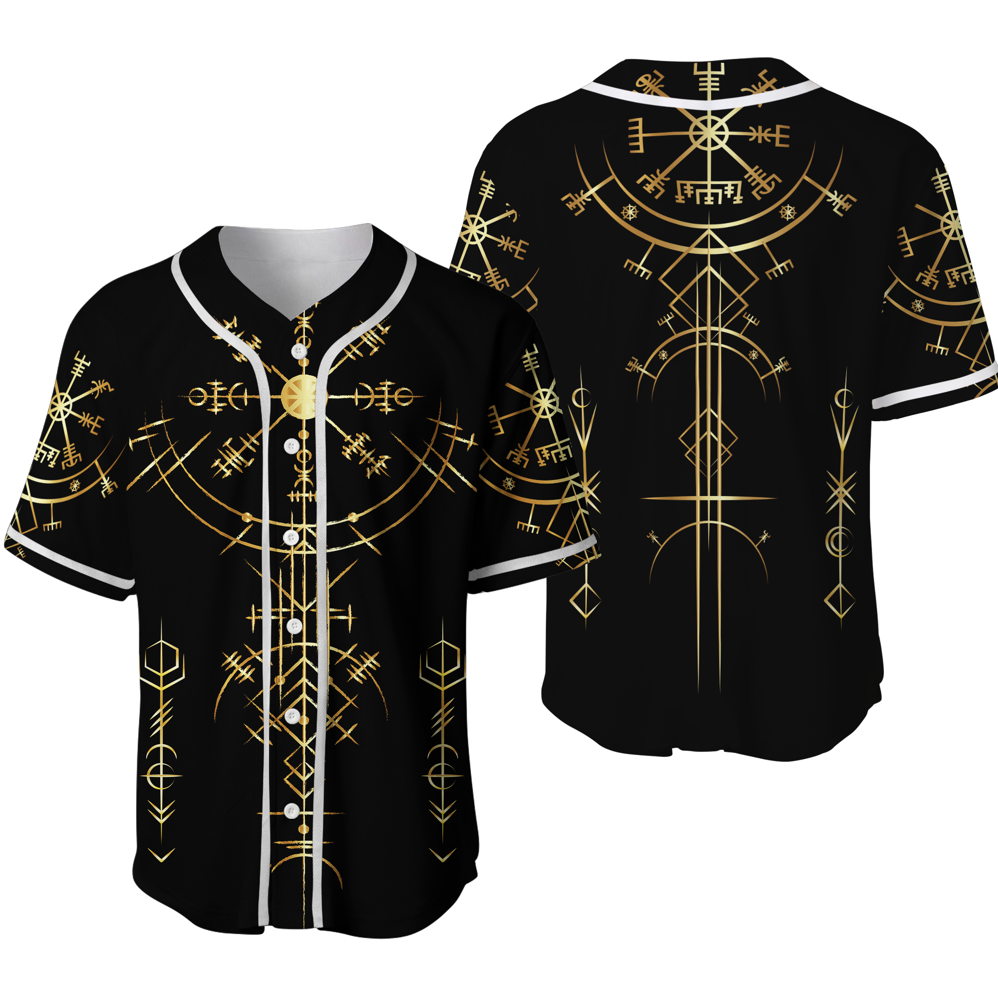 Viking Helm of Awe Gold Art Baseball Jersey LT12 - Wonder Print Shop