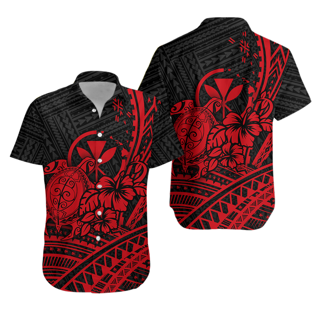 Hawaii Turtle With Hibiscus Tribal Red Hawaiian Shirt LT12 - Wonder Print Shop