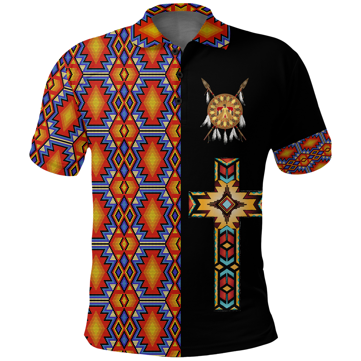 Native American Navajo Cross Heritage Polo Shirt LT12 - Wonder Print Shop