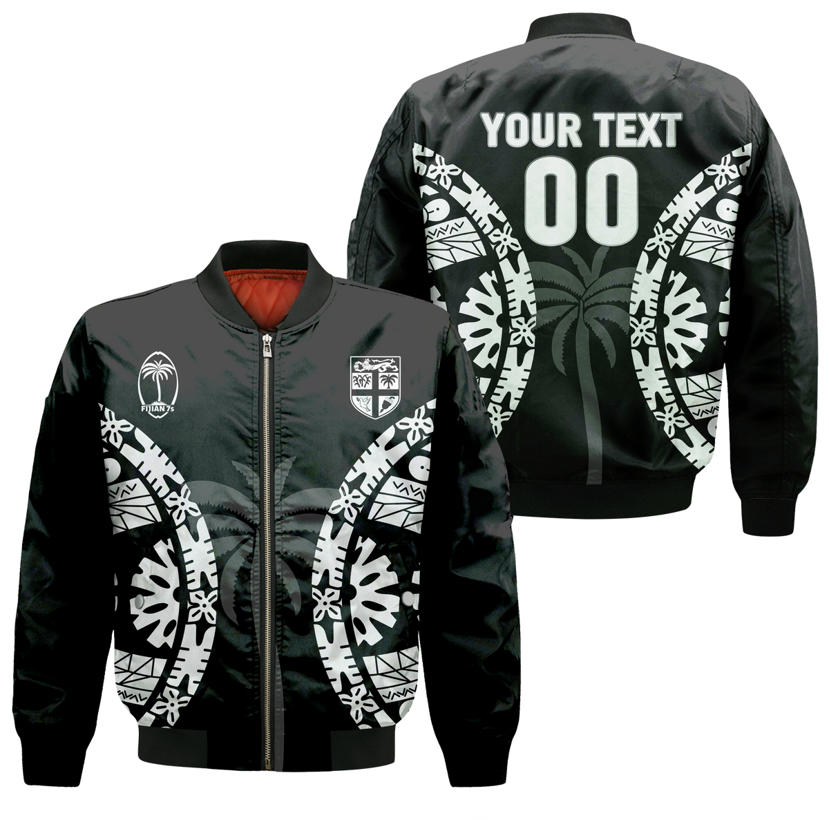 Custom Personalised Fiji Rugby Sevens Fijian Tapa Pattern Bomber Jacket - LT12 - Wonder Print Shop