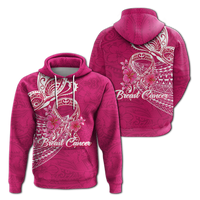 Breast Cancer Pink Ribbon Butterfly Polynesian Pink Version Hoodie LT12 - Wonder Print Shop