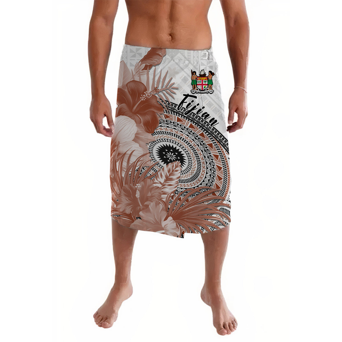 Fiji Tapa Lavalava White Fijian Masi Be Loved Hibiscus LT13 - Wonder Print Shop