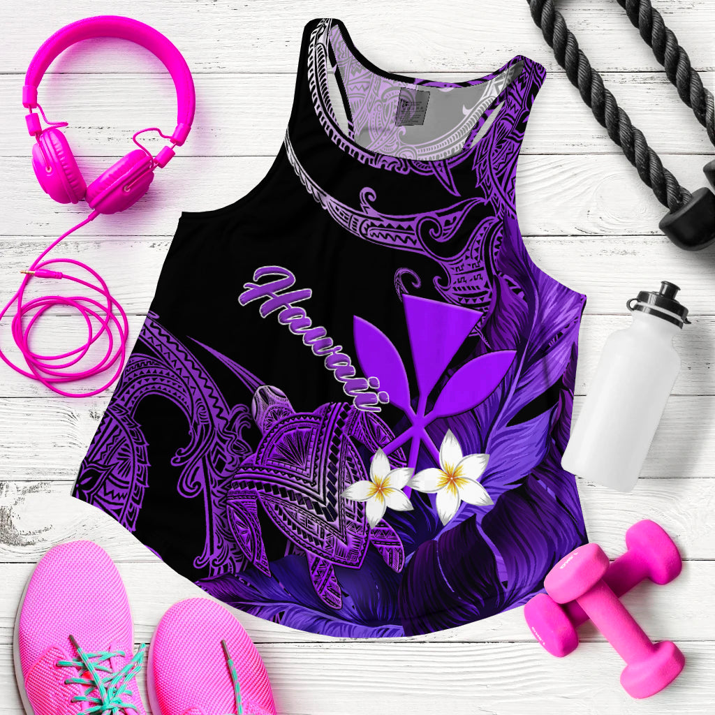 Hawaii Turtle With Plumeria Leaf Purple Women Tank Top LT12 - Wonder Print Shop